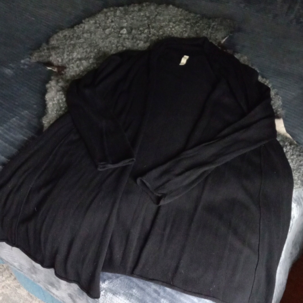 GAIAM Black Open-Front Ribbed Cardigan